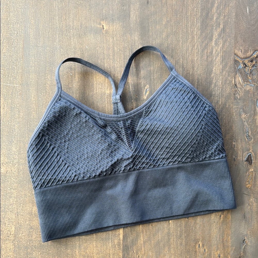Sage Gray Sports Bra with Textured Design and Racerback NWOT